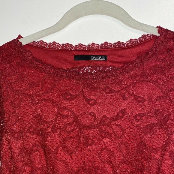 Lulus Red Lace Skater Style Dress - Picture 4 of 5